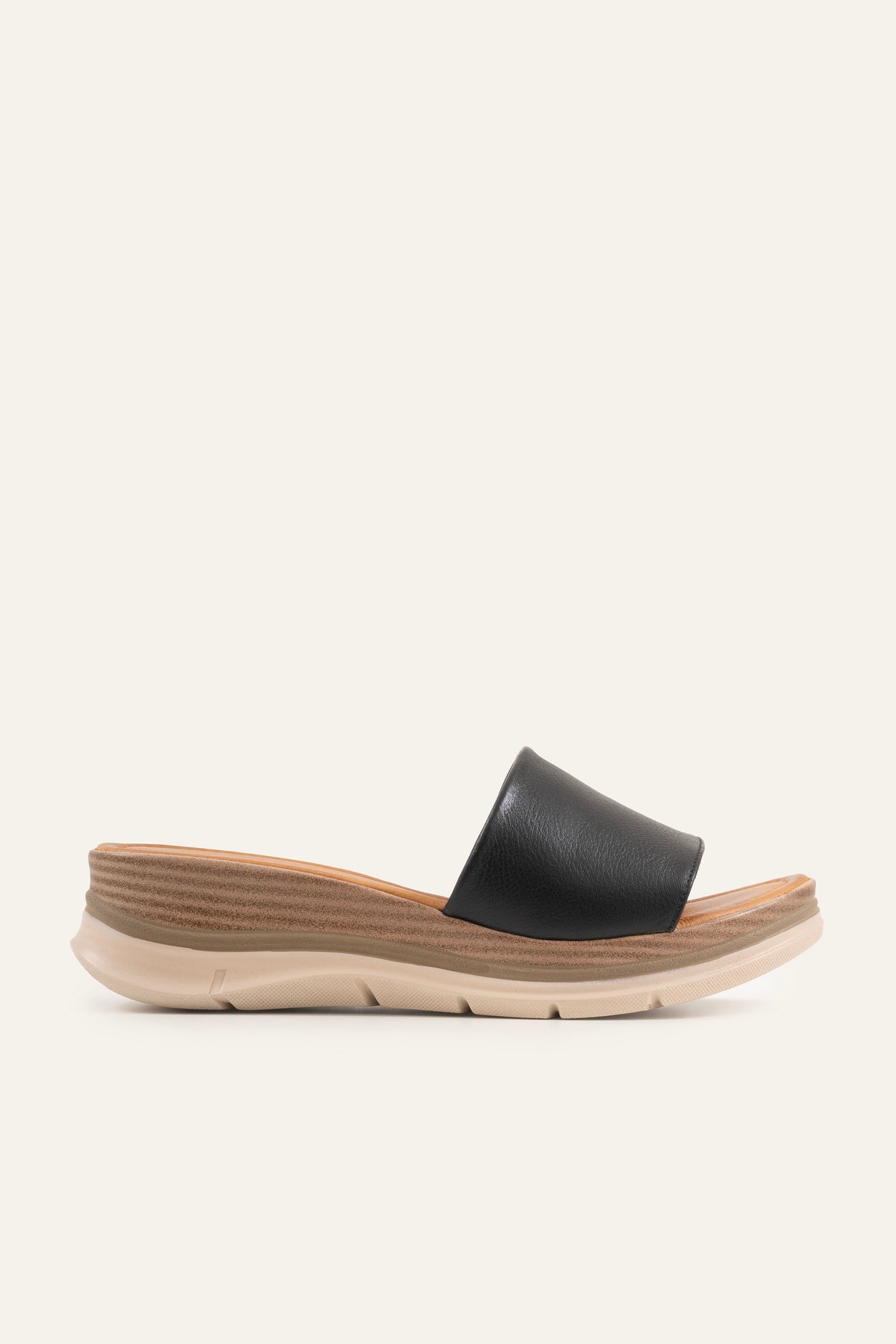 Cefalu Genuine Leather Women Wedge Slides Black - view 1