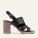 Cesme Genuine Leather Women Heeled Sandals Black