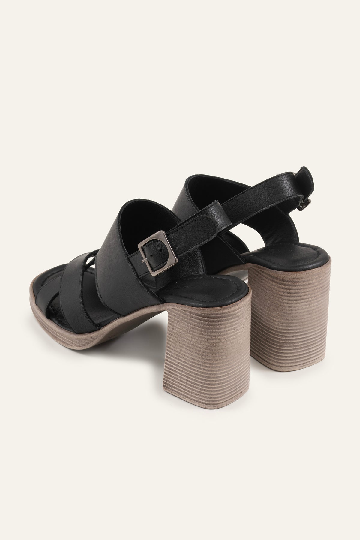 Cesme Genuine Leather Women Heeled Sandals Black - view 3