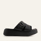 Datca Genuine Leather Women Platform Slides Black