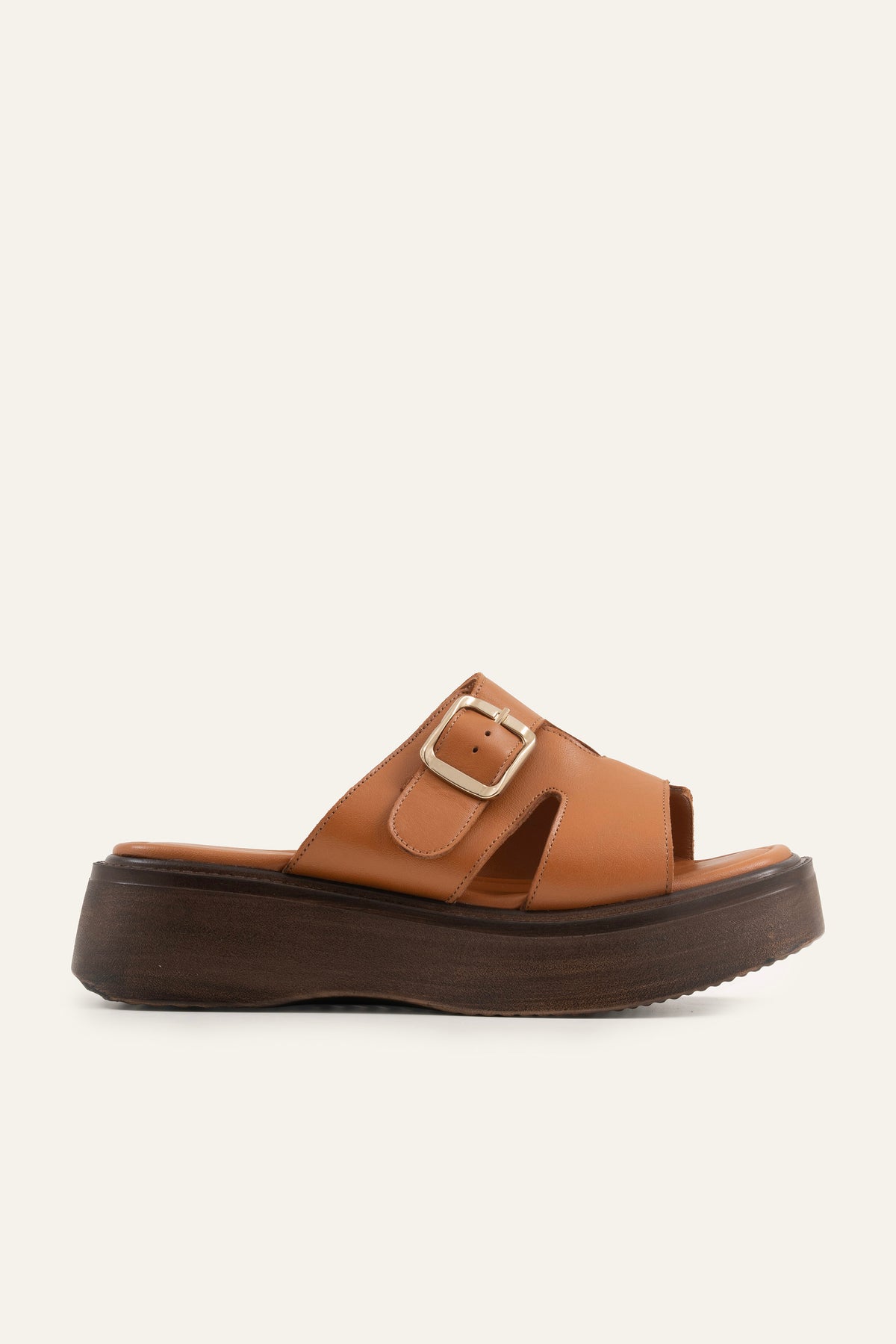 Datca Genuine Leather Women Platform Slides Tan - view 1