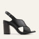 Firenze Genuine Leather Women Heeled Sandals Black