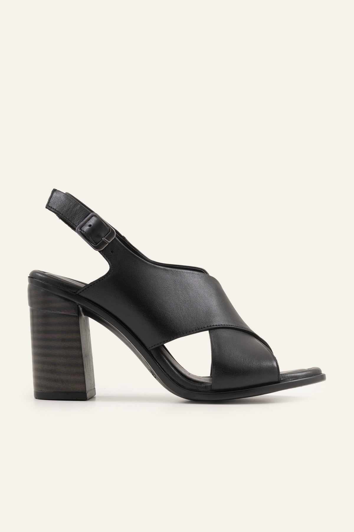 Firenze Genuine Leather Women Heeled Sandals Black - view 1
