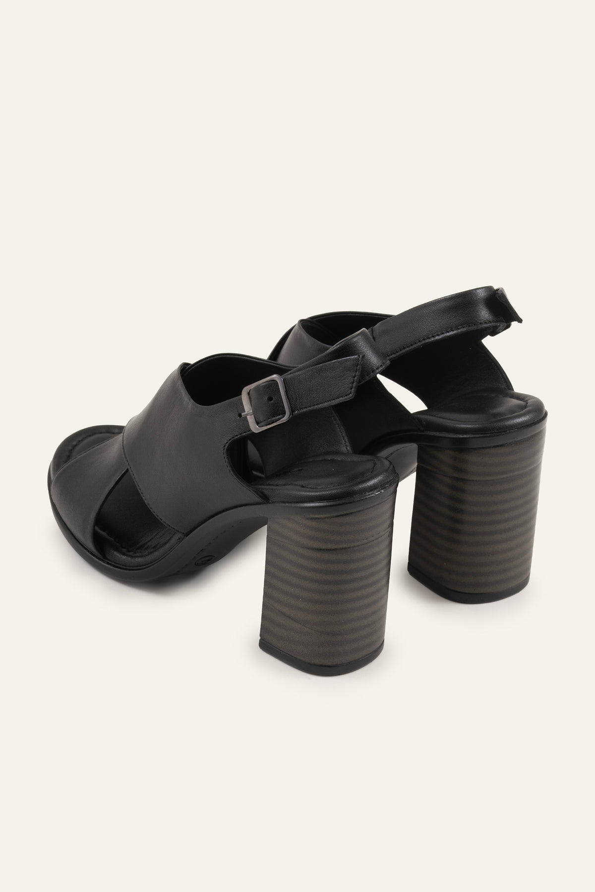 Firenze Genuine Leather Women Heeled Sandals Black - view 3