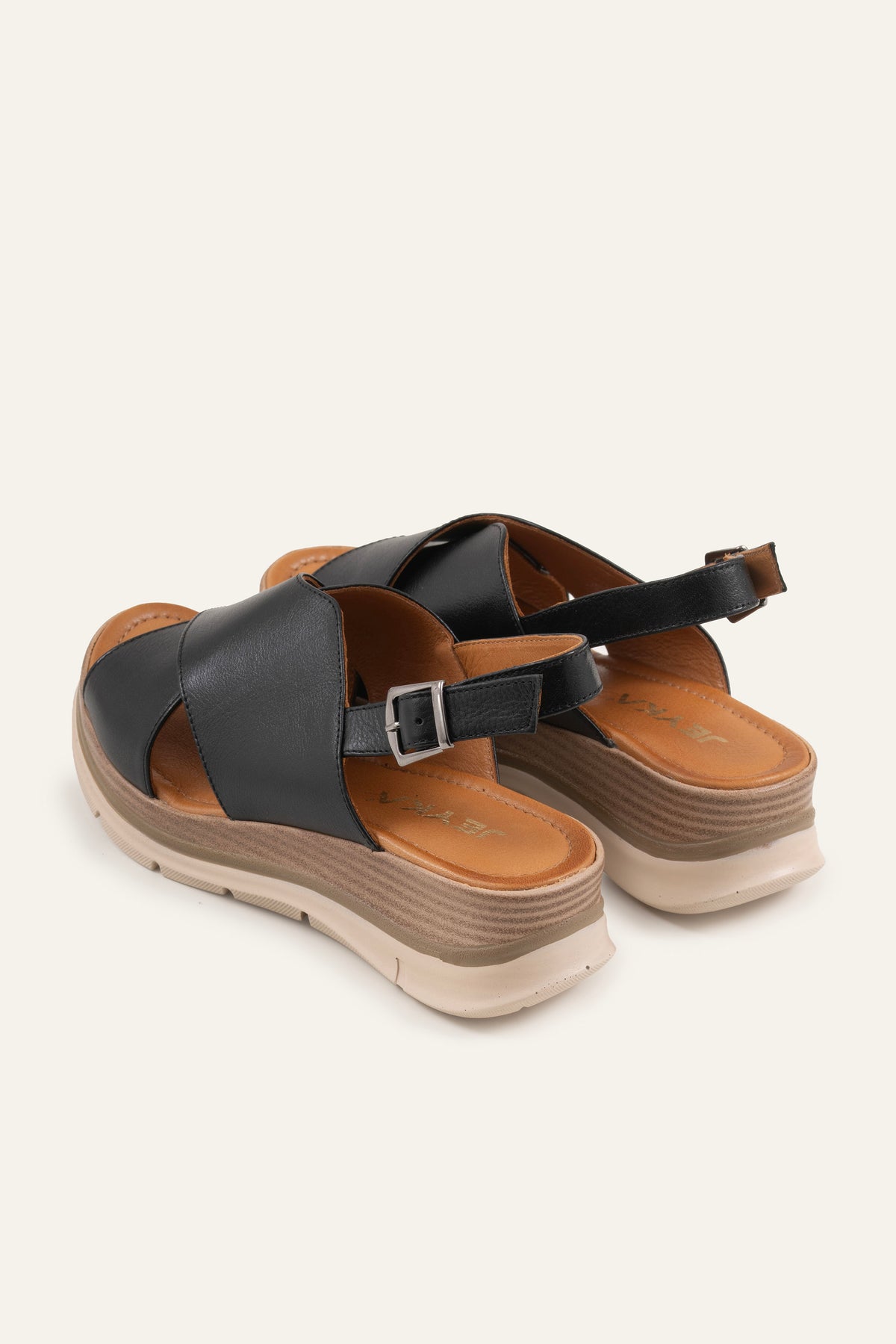 Garda Genuine Leather Women Wedge Sandals Black - view 3