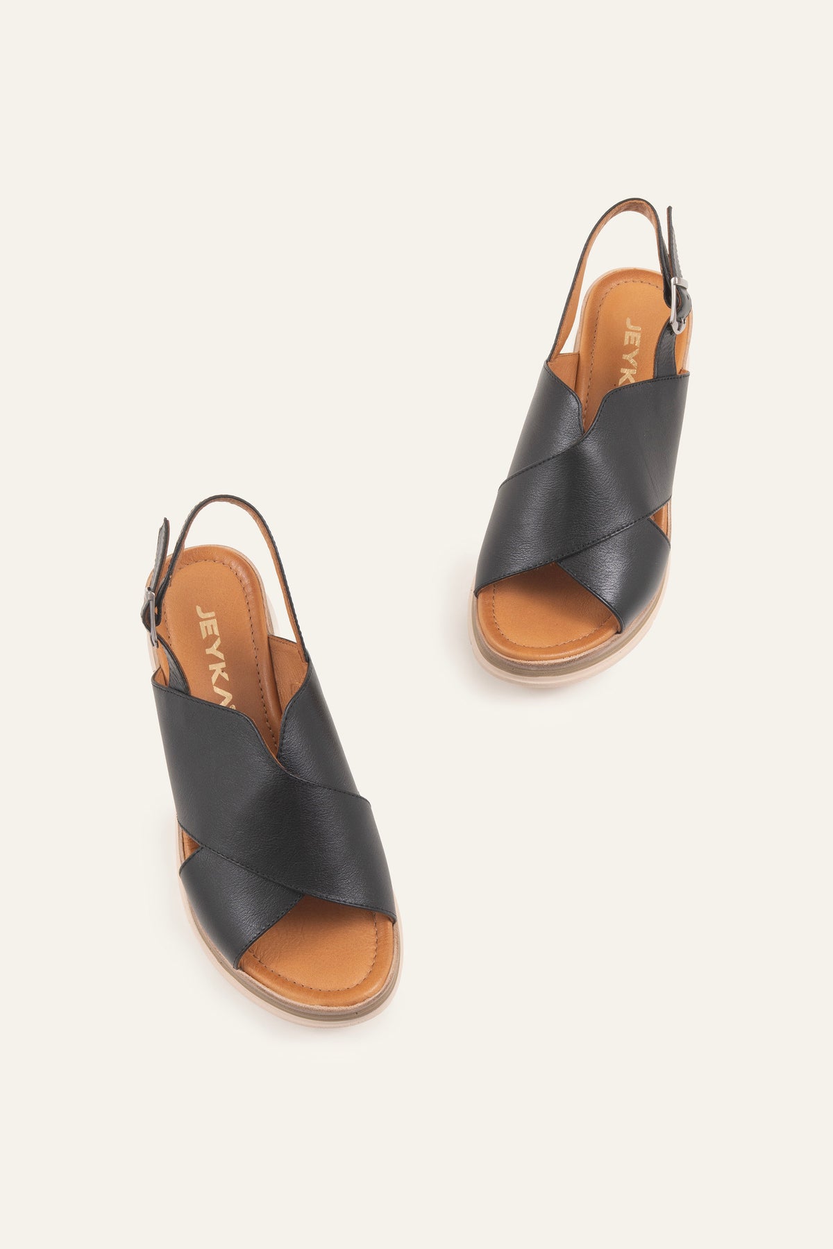Garda Genuine Leather Women Wedge Sandals Black - view 4