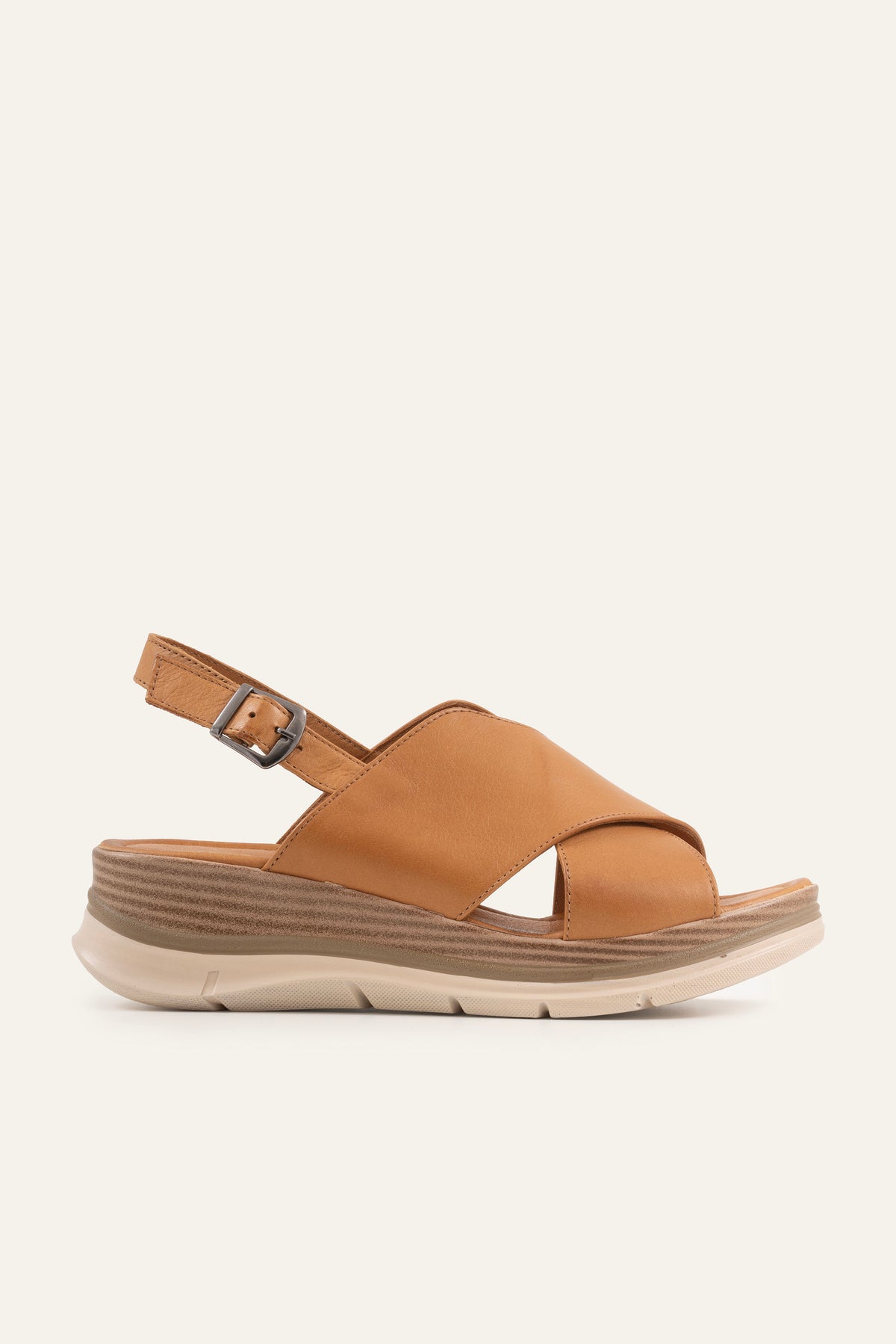 Garda Genuine Leather Women Wedge Sandals Tan - view 1