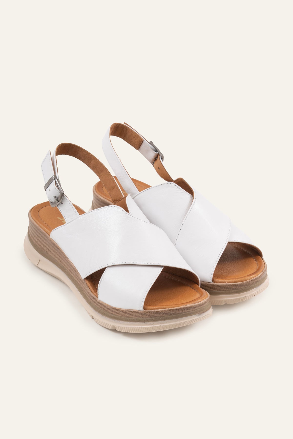 Garda Genuine Leather Women Wedge Sandals White - view 2