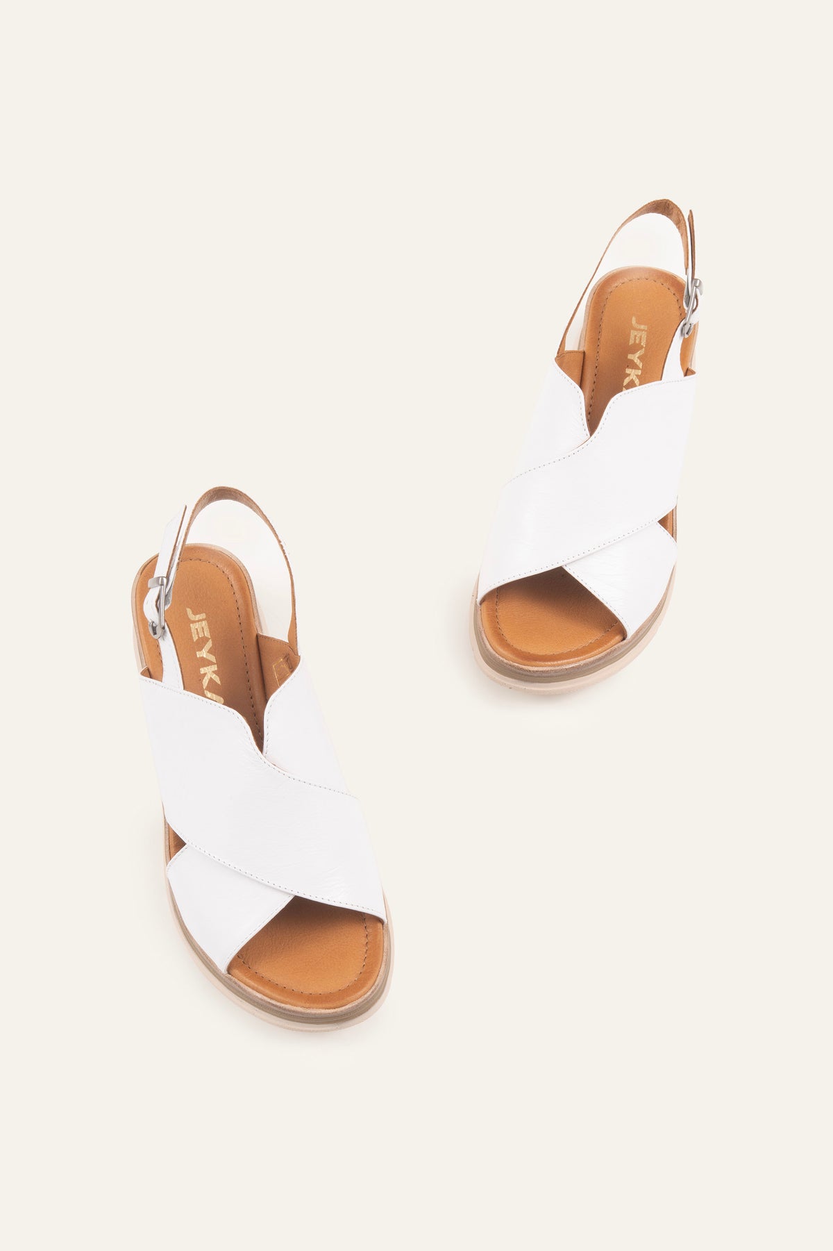 Garda Genuine Leather Women Wedge Sandals White - view 4
