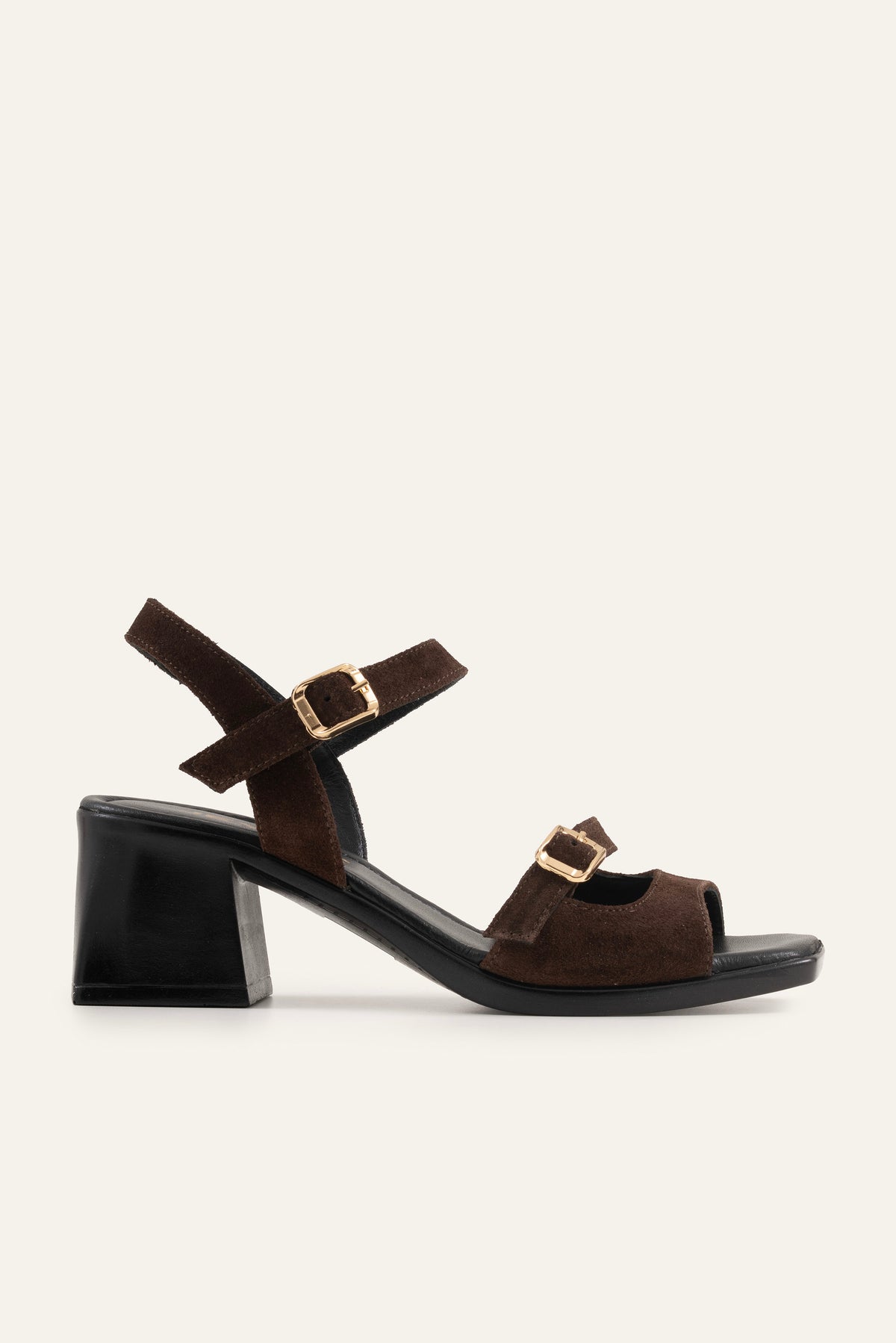 Genova Genuine Leather Women Block Heel Sandals Dark Brown - view 1