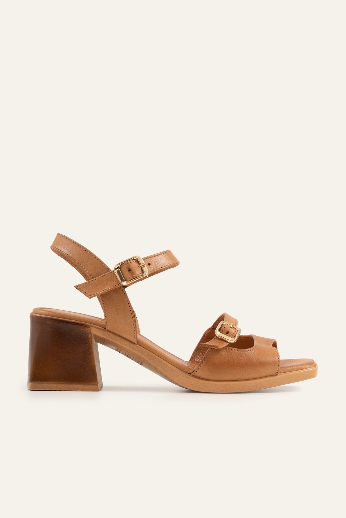 Genova Genuine Leather Women Block Heel Sandals Tan - view 1