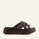 Ischia Genuine Leather Women Platform Slides Dark Brown
