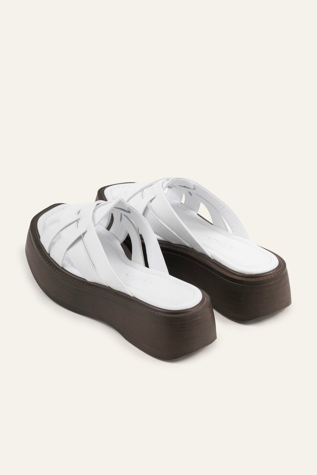 Ischia Genuine Leather Women Platform Slides White - view 3