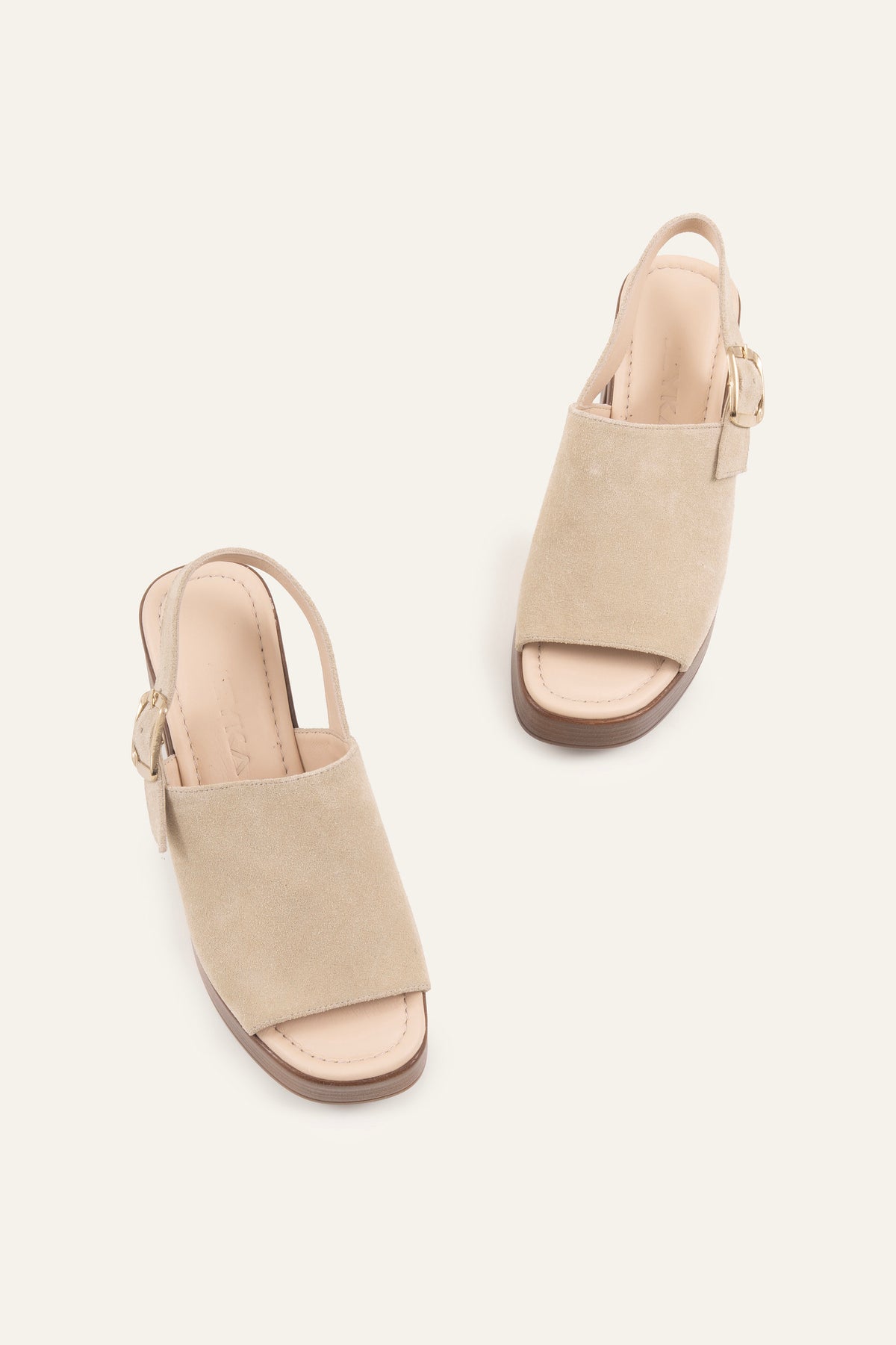 Kalkan Genuine Suede Women Platform Heel Sandals Beige - view 4