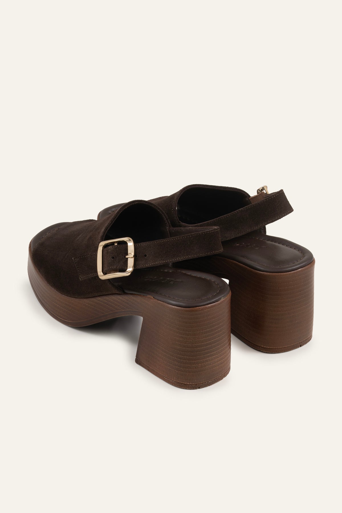 Kalkan Genuine Suede Women Platform Heel Sandals Dark Brown - view 3