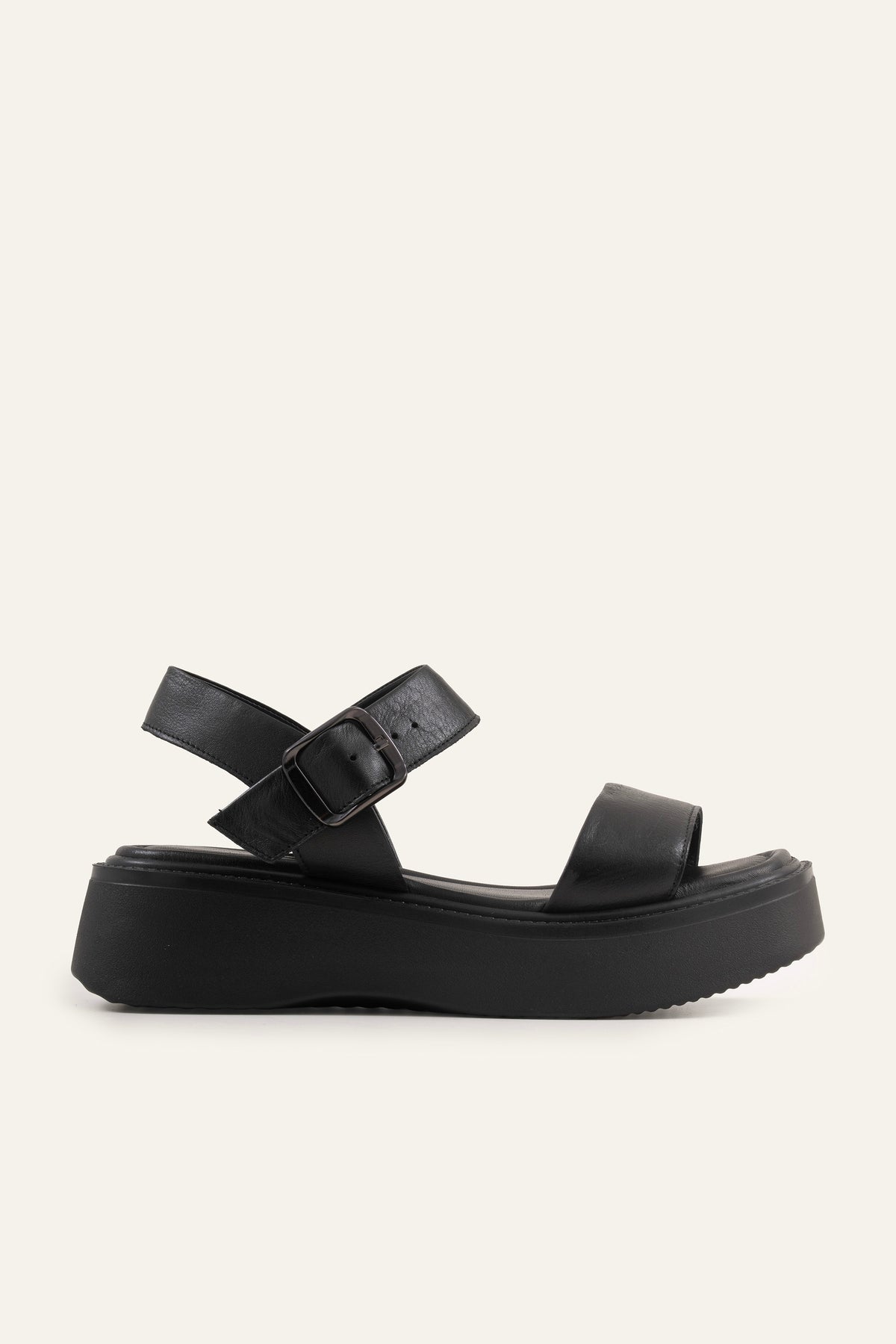 Lecce Genuine Leather Women Platform Sandals Black - view 1