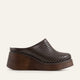 Lisbon Genuine Leather Women Wedge Clogs Dark Brown