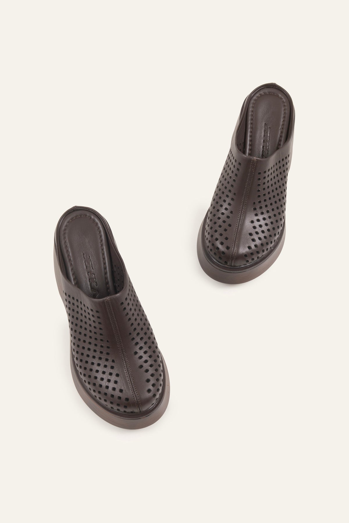 Lisbon Genuine Leather Women Wedge Clogs Dark Brown - view 4