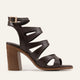 Maiori Genuine Leather Women Heeled Sandals Dark Brown