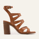 Maiori Genuine Leather Women Heeled Sandals Tan