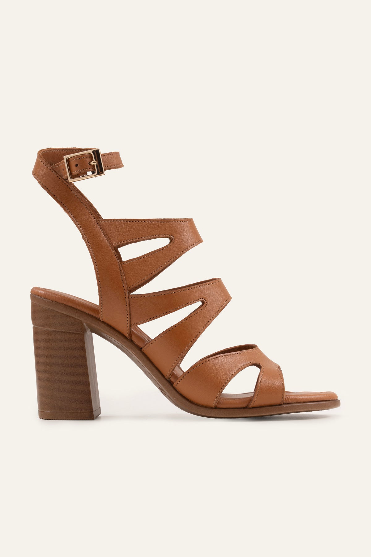 Maiori Genuine Leather Women Heeled Sandals Tan - view 2