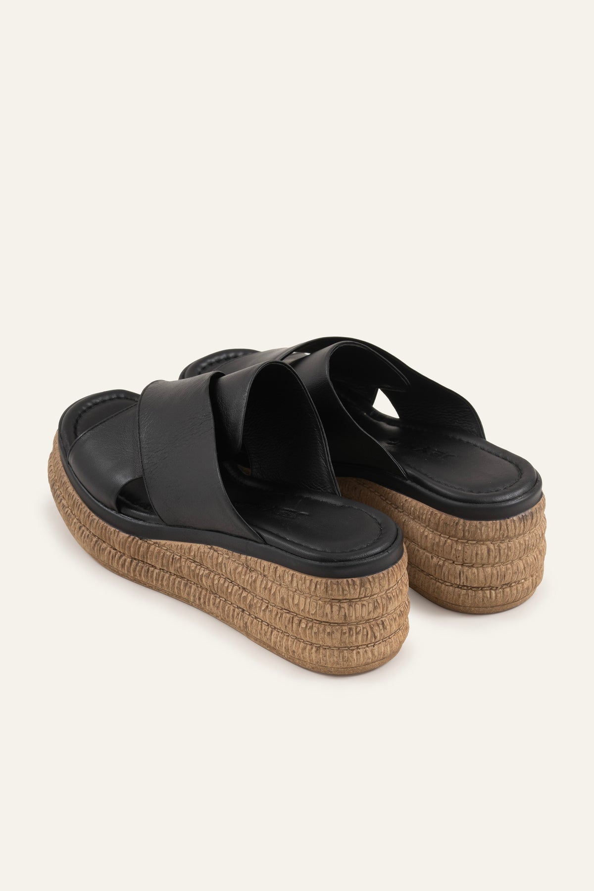 Menorca Genuine Leather Women Espadrille Slides Black - view 3
