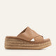 Menorca Genuine Leather Women Espadrille Slides Taupe