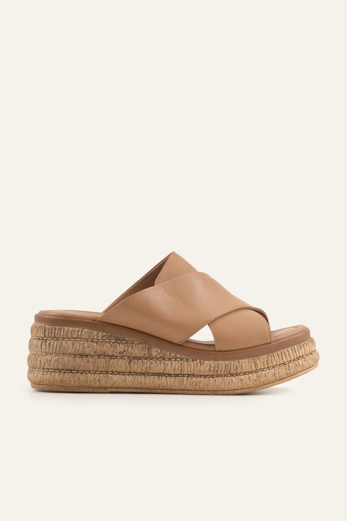 Menorca Genuine Leather Women Espadrille Slides Taupe - view 1