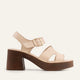 Modena Genuine Leather Women Platform Heel Sandals Cream