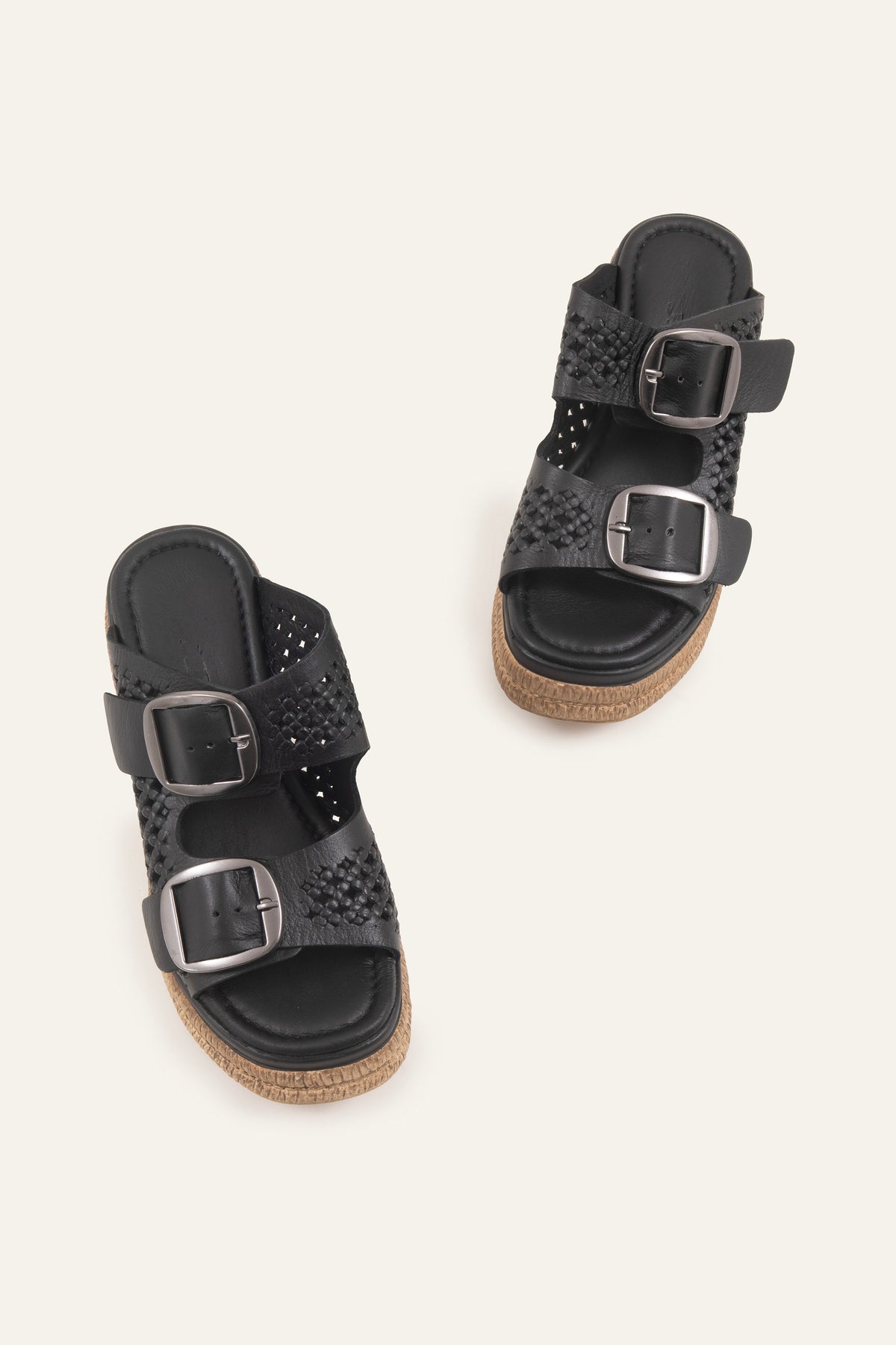 Naxos Genuine Leather Women Espadrille Slides Black - view 4