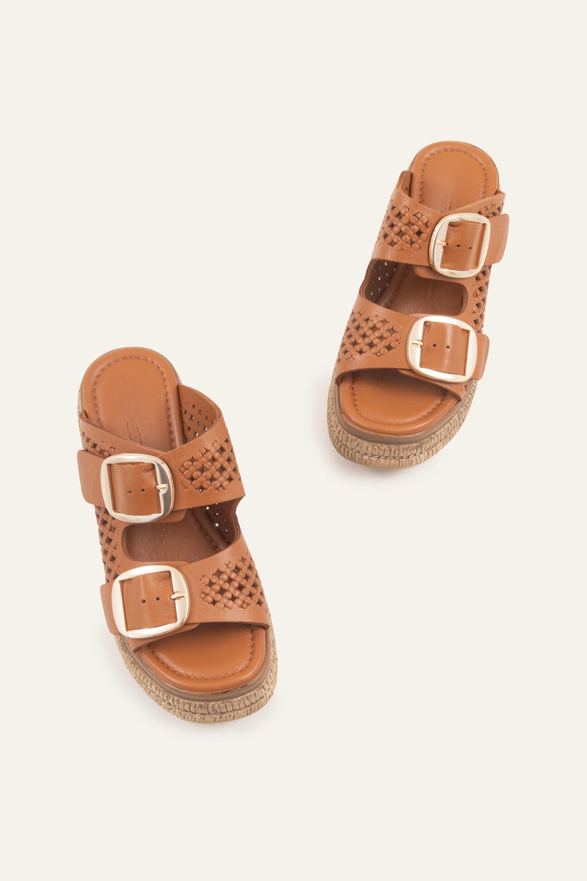 Naxos Genuine Leather Women Espadrille Slides Tan - view 4