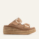 Naxos Genuine Leather Women Espadrille Slides Taupe