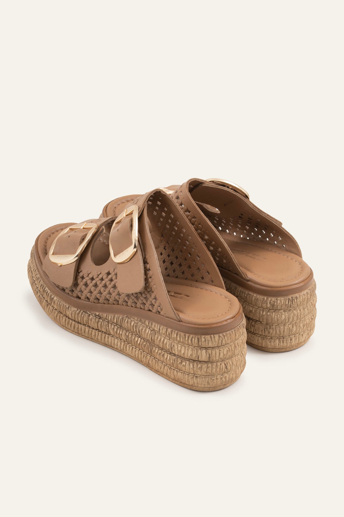 Naxos Genuine Leather Women Espadrille Slides Taupe - view 3