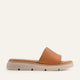 Nizza Genuine Leather Women Flat Slides Tan