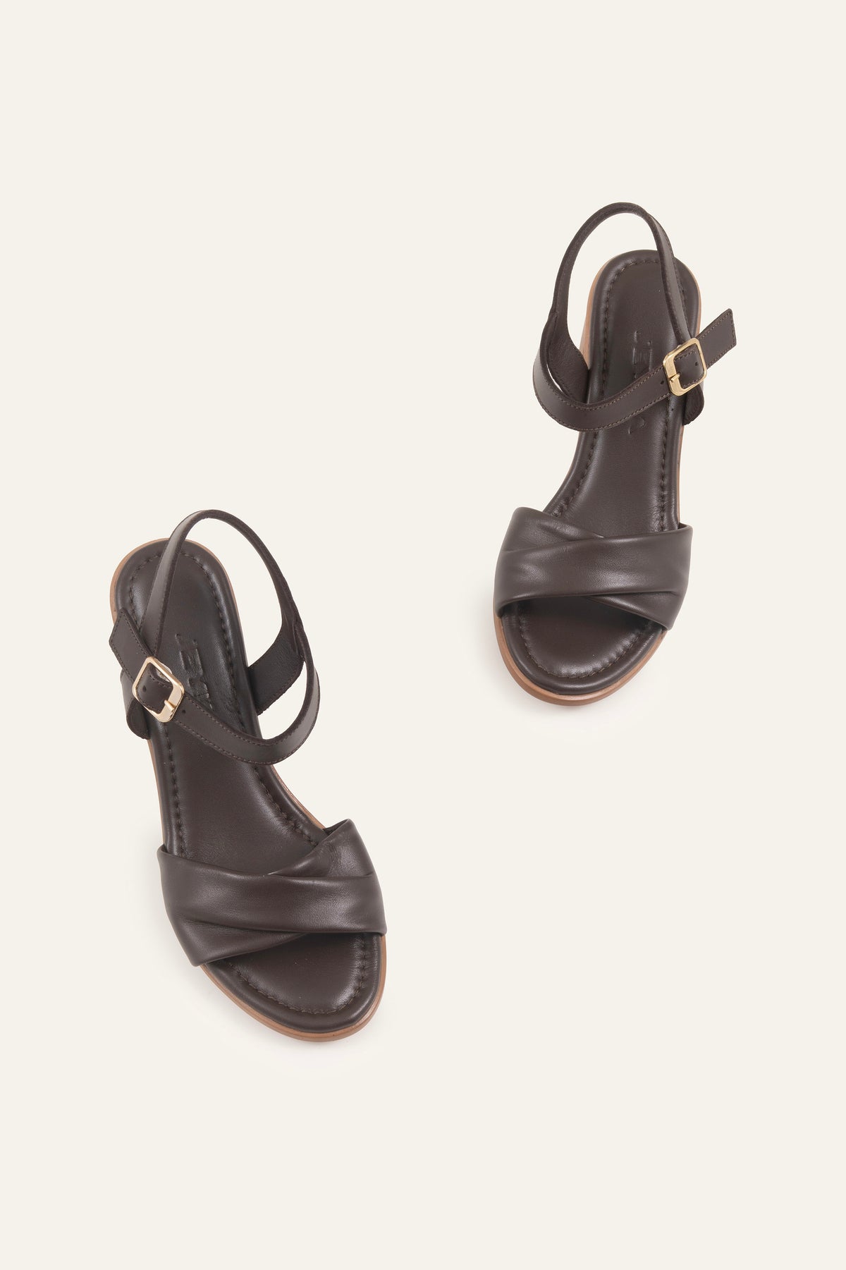 Parma Genuine Leather Women Block Heel Sandals Dark Brown - view 2