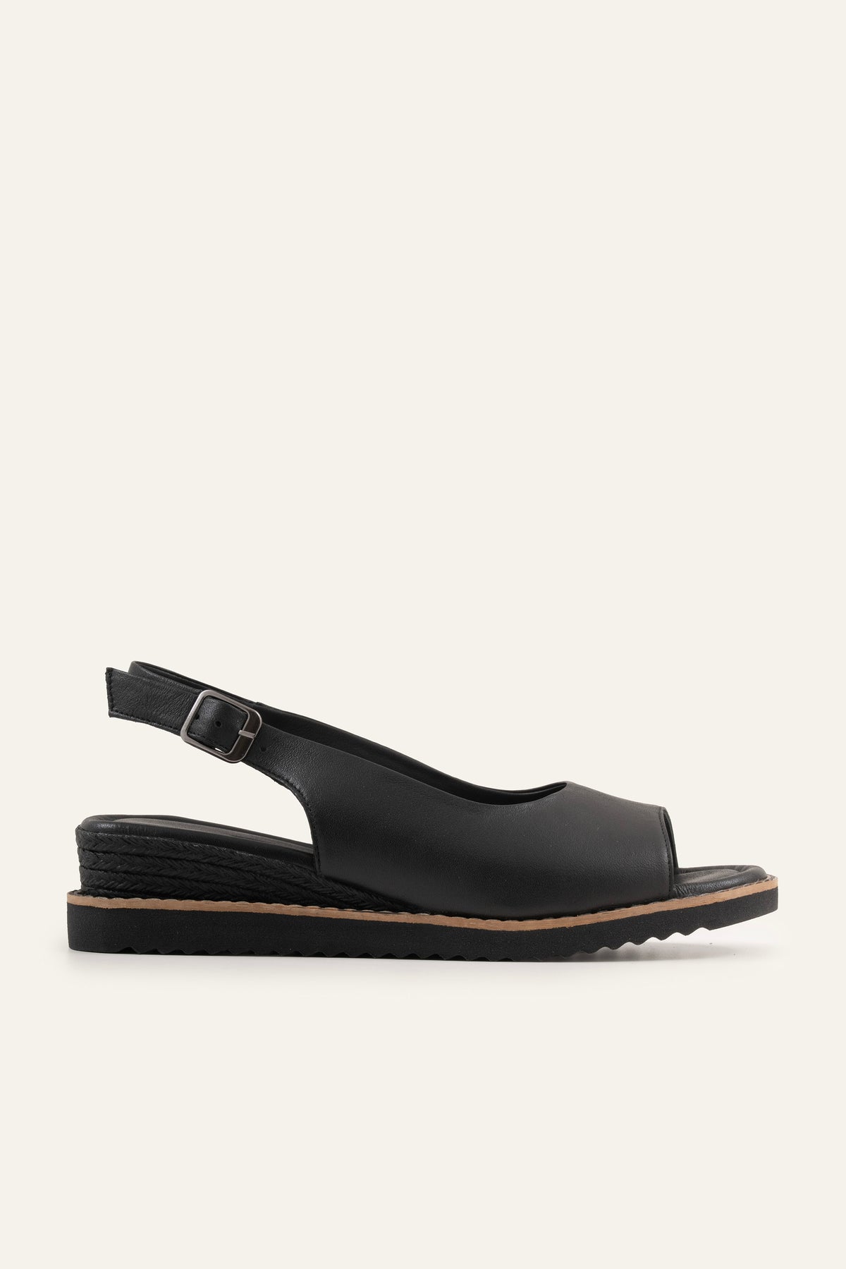 Paros Genuine Leather Women Wedge Sandals Black - view 1
