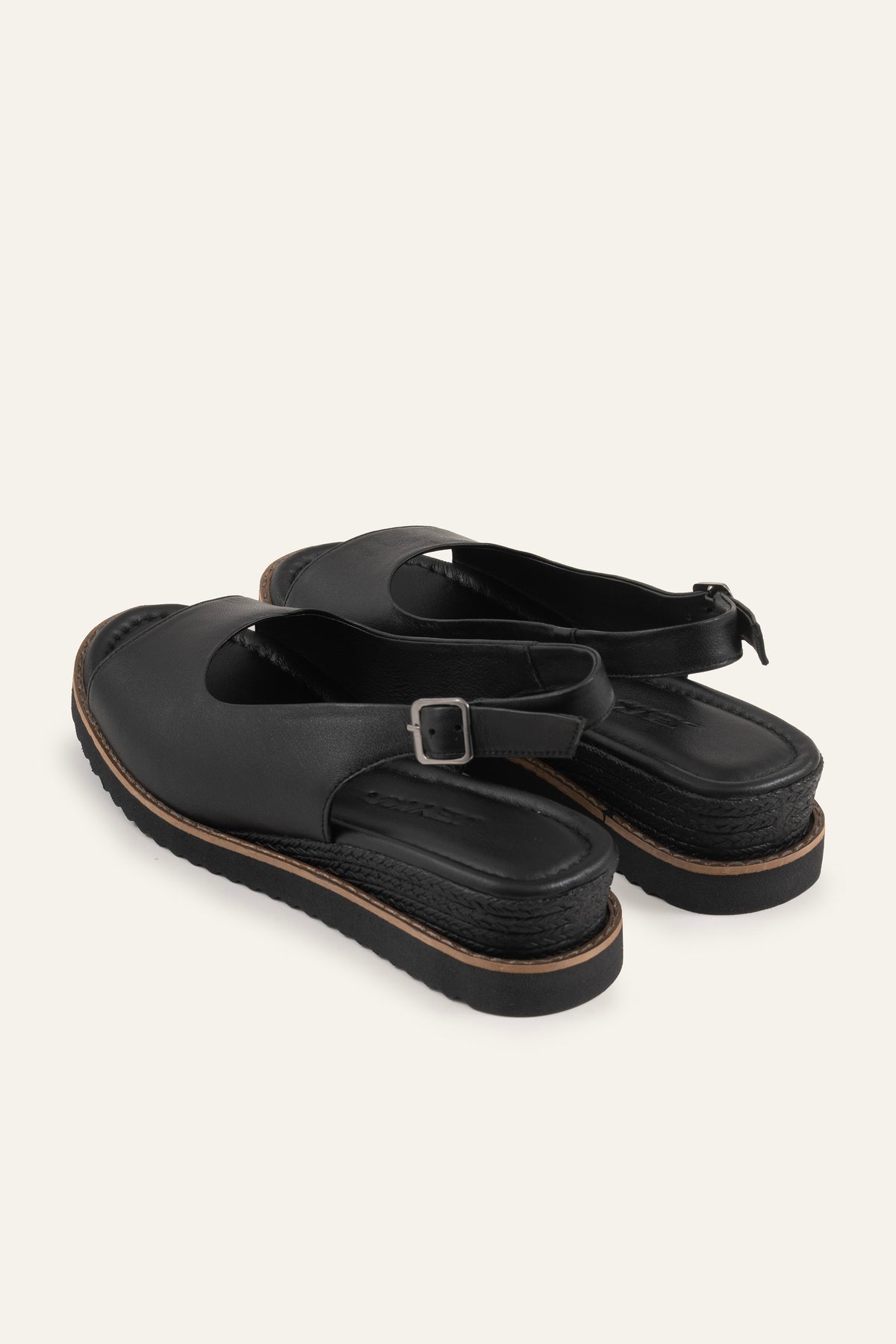 Paros Genuine Leather Women Wedge Sandals Black - view 3