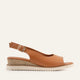 Paros Genuine Leather Women Wedge Sandals Tan