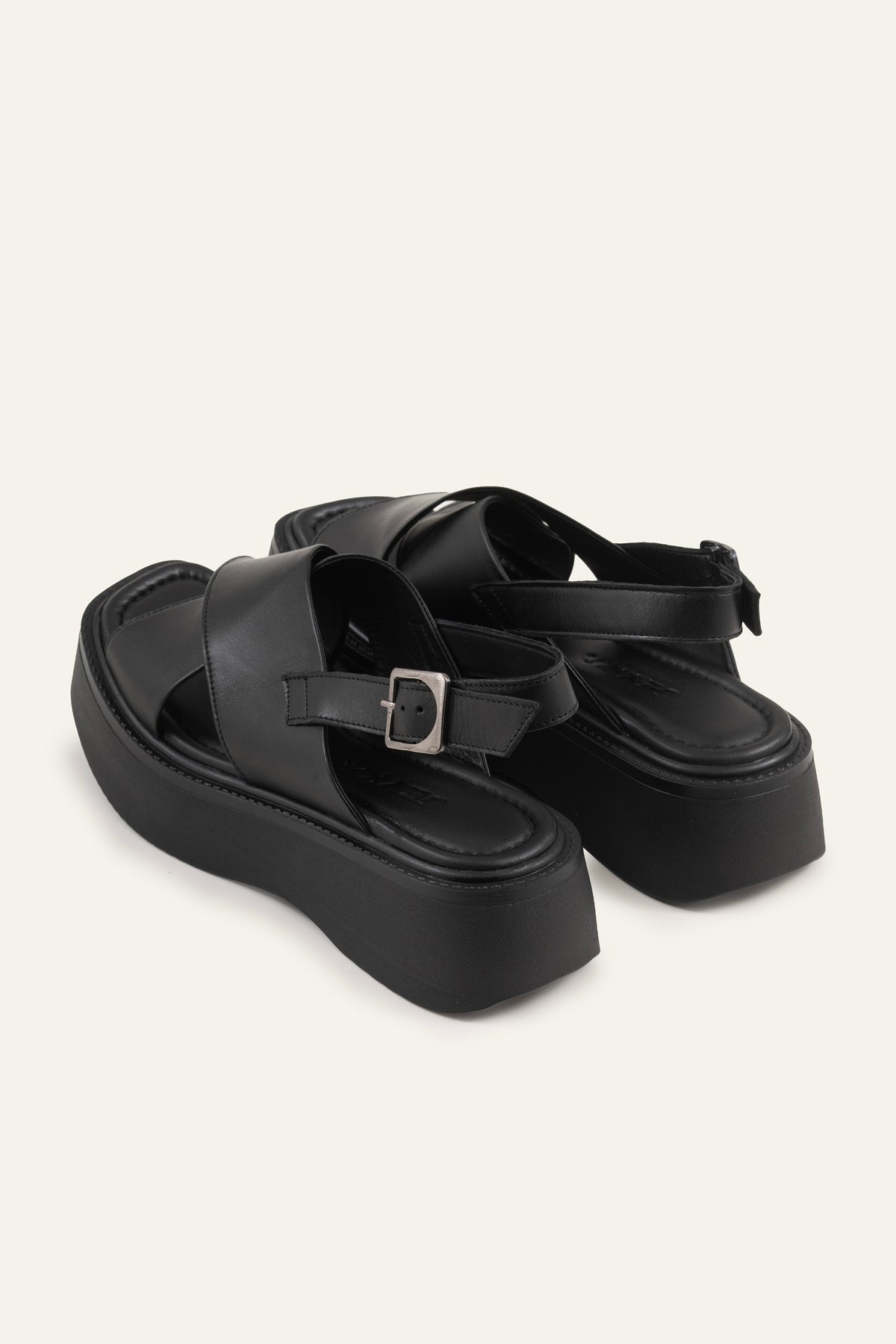 Patara Genuine Leather Women Platform Sandals Black - view 3