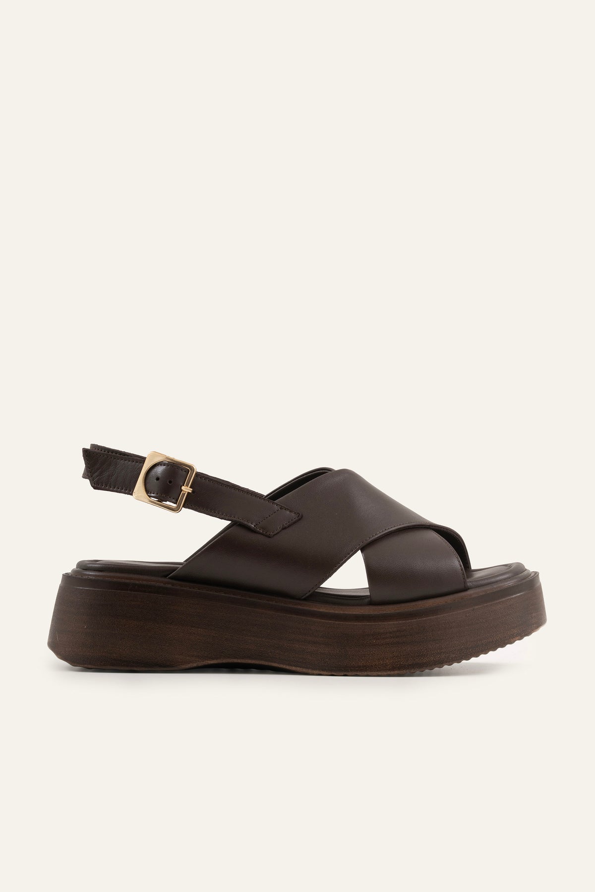 Patara Genuine Leather Women Platform Sandals Dark Brown - view 1