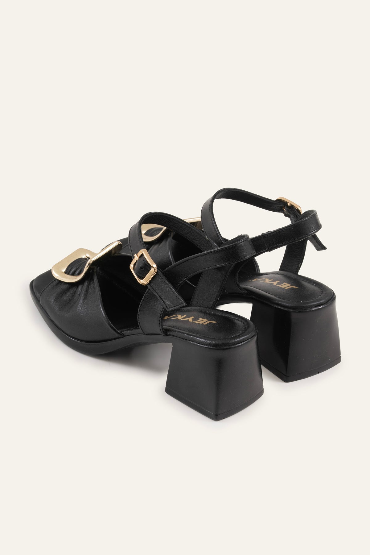 Portofino Genuine Leather Women Block Heel Sandals Black - view 4