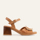Portofino Genuine Leather Women Block Heel Sandals Tan