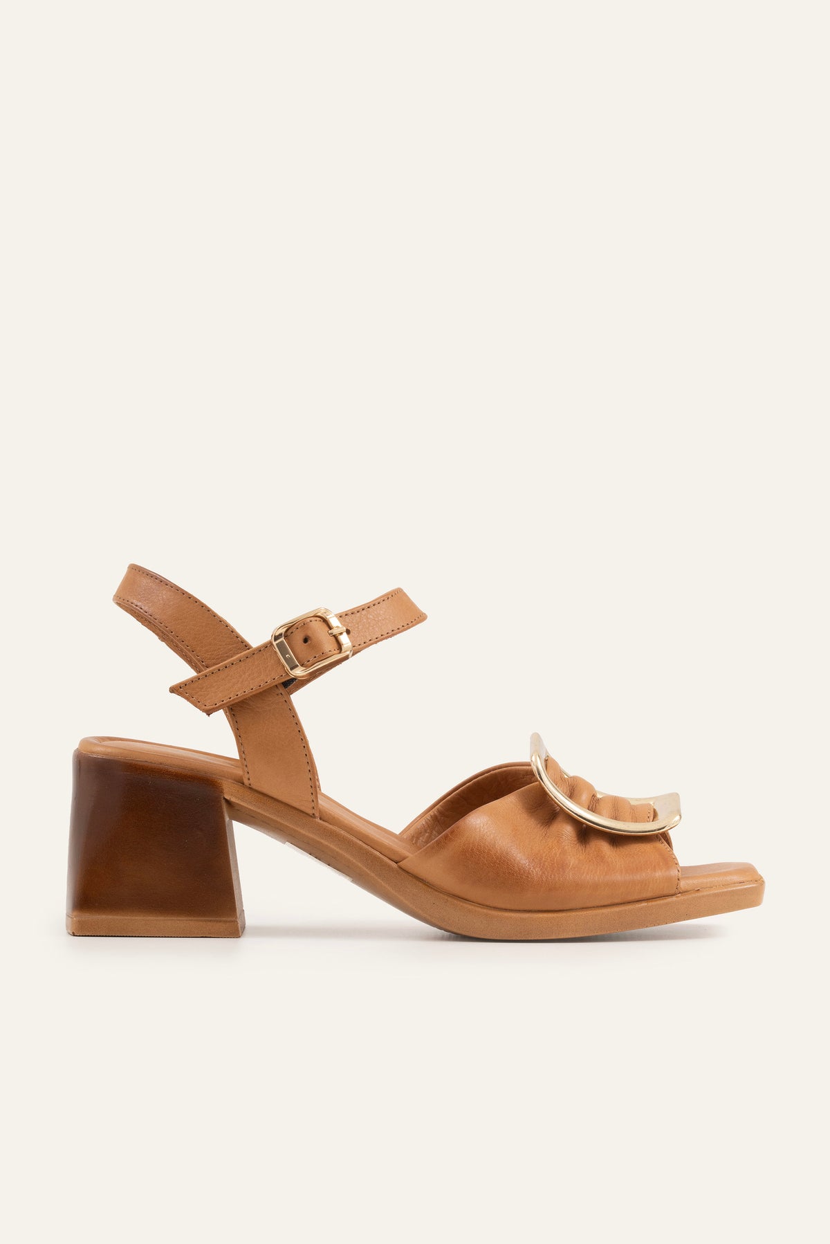 Portofino Genuine Leather Women Block Heel Sandals Tan - view 1