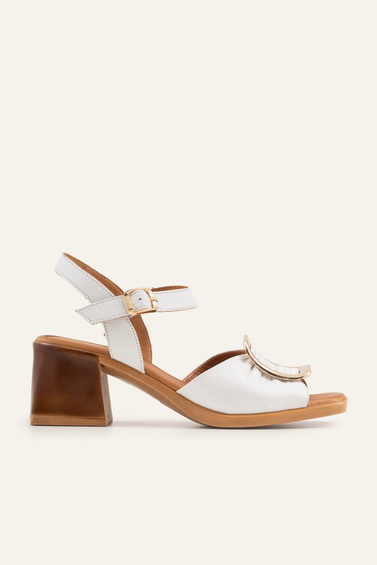 Portofino Genuine Leather Women Block Heel Sandals White - view 1