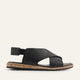 Positano Genuine Leather Women Flat Sandals Black
