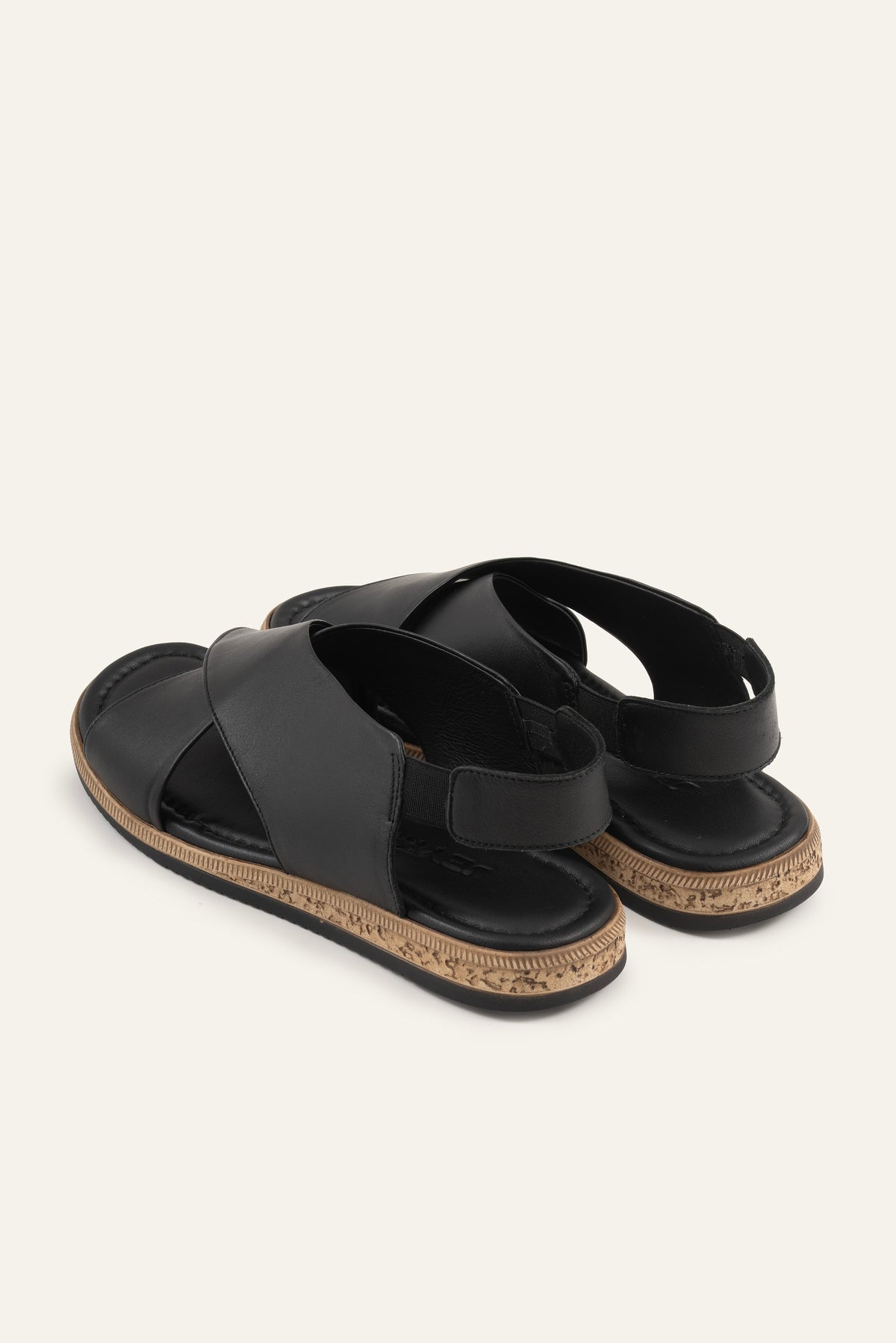 Positano Genuine Leather Women Flat Sandals Black - view 3