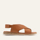 Positano Genuine Leather Women Flat Sandals Tan