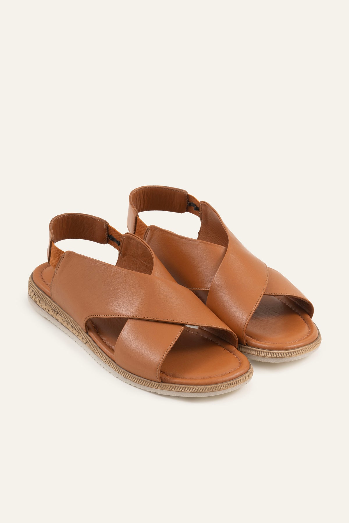 Positano Genuine Leather Women Flat Sandals Tan - view 2