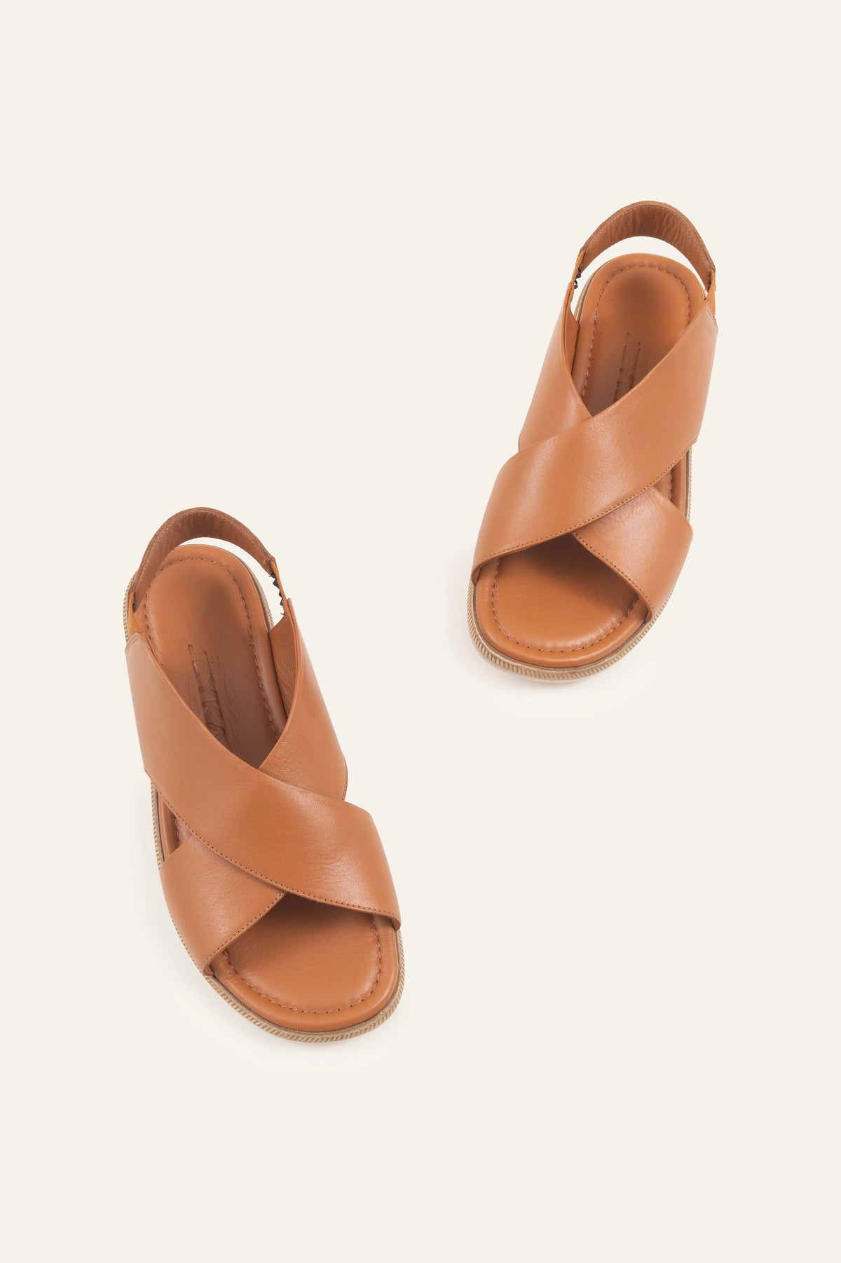 Positano Genuine Leather Women Flat Sandals Tan - view 4
