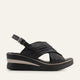 Rhodes Genuine Leather Women Wedge Sandals Black